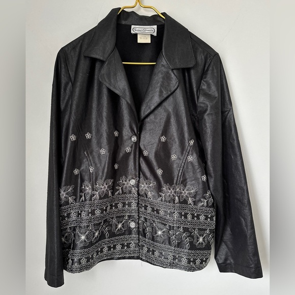 Vintage Saint Germain Paris Black Metallic Embroidered Light Jacket Medium FLAW - Picture 10 of 10